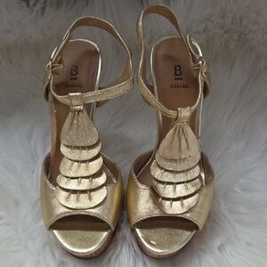 Bakers Metallic Gold Strappy Heels